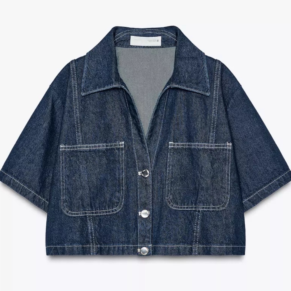 ZARA Z1975 SHORT DENIM SHIRT Size L